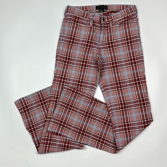Vintage Abercrombie & Fitch Plaid Flare Pants Y2K Size 0 - Picture 1 of 14